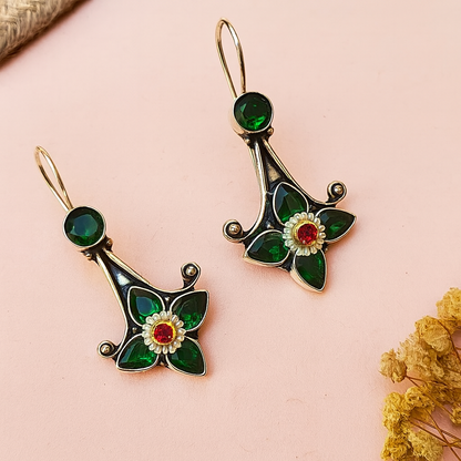 Unique Emerald Stone Hoops Designer Earrings Collated Pieces
