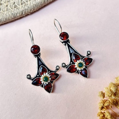 Unique Emerald Stone Hoops Designer Earrings Collated Pieces