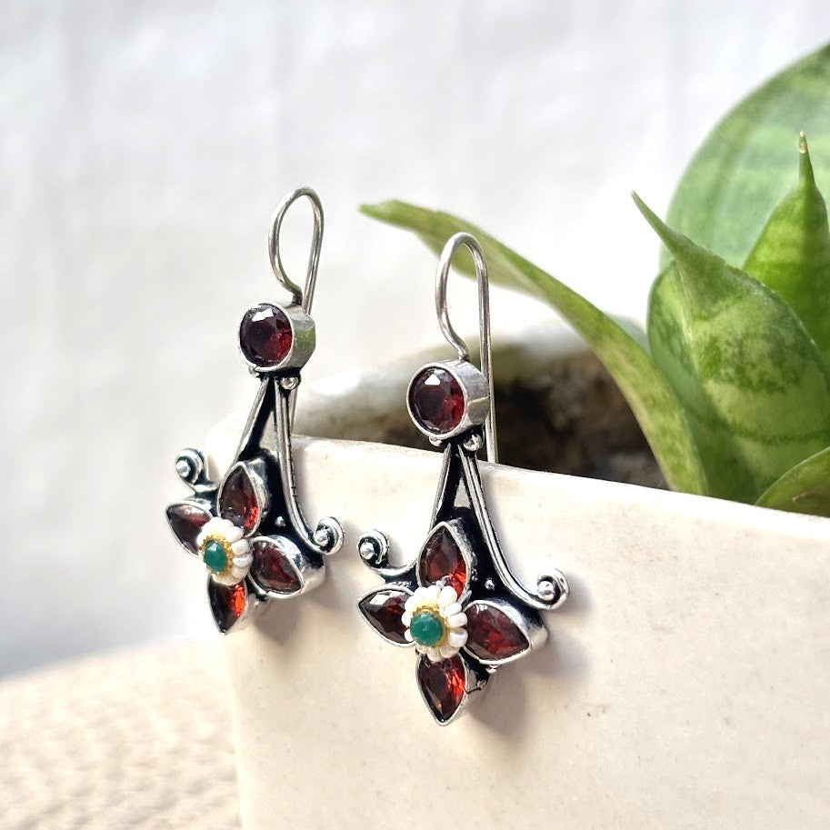 Unique Emerald Stone Hoops Designer Earrings Collated Pieces